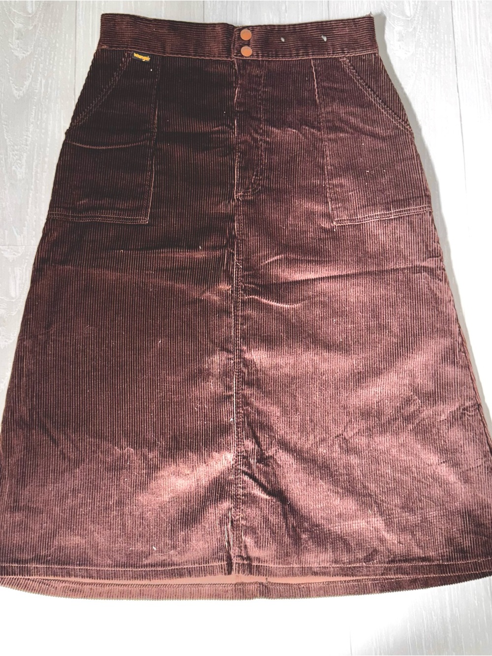 Vintage 60s 70s Corduroy wrangler A-Line Skirt in Dark Brown